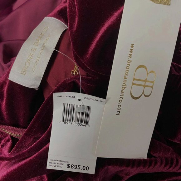 Bronx & Banco Womens Red Velvet Embellished Sleeveless V-Neck Gown Size S - Picture 5 of 5